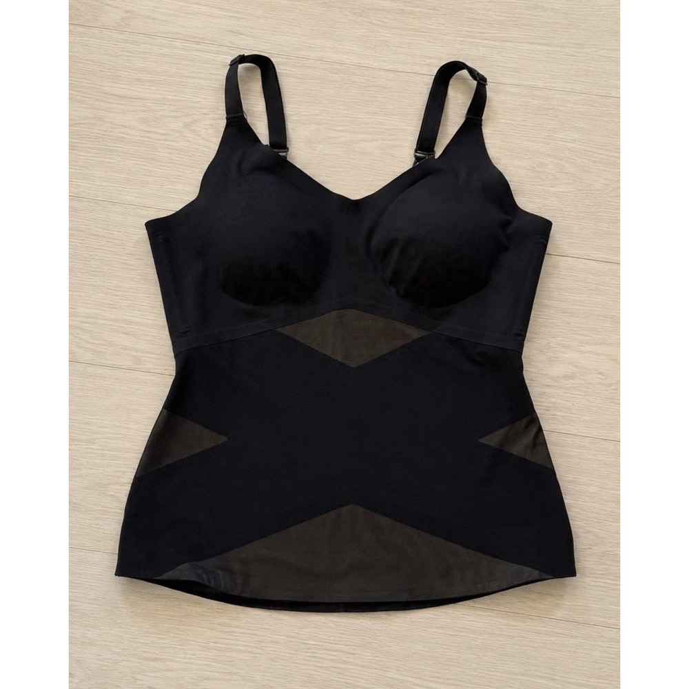Honeylove LiftWear Cami Womens Large Black Shapewear Tank Built In Bra Top